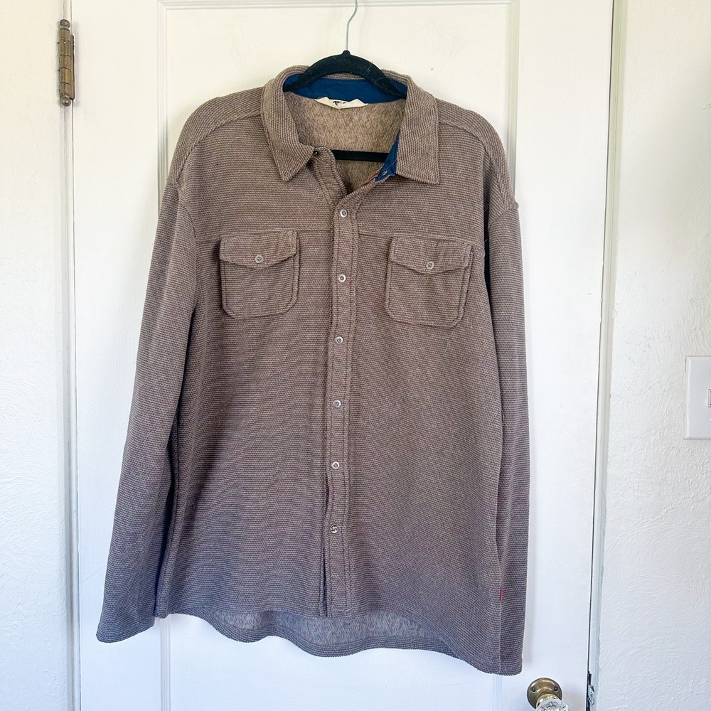 Mountain Khakis | Men's Button Down Shacket Pop Top Shirt in Brown Knit Flannel